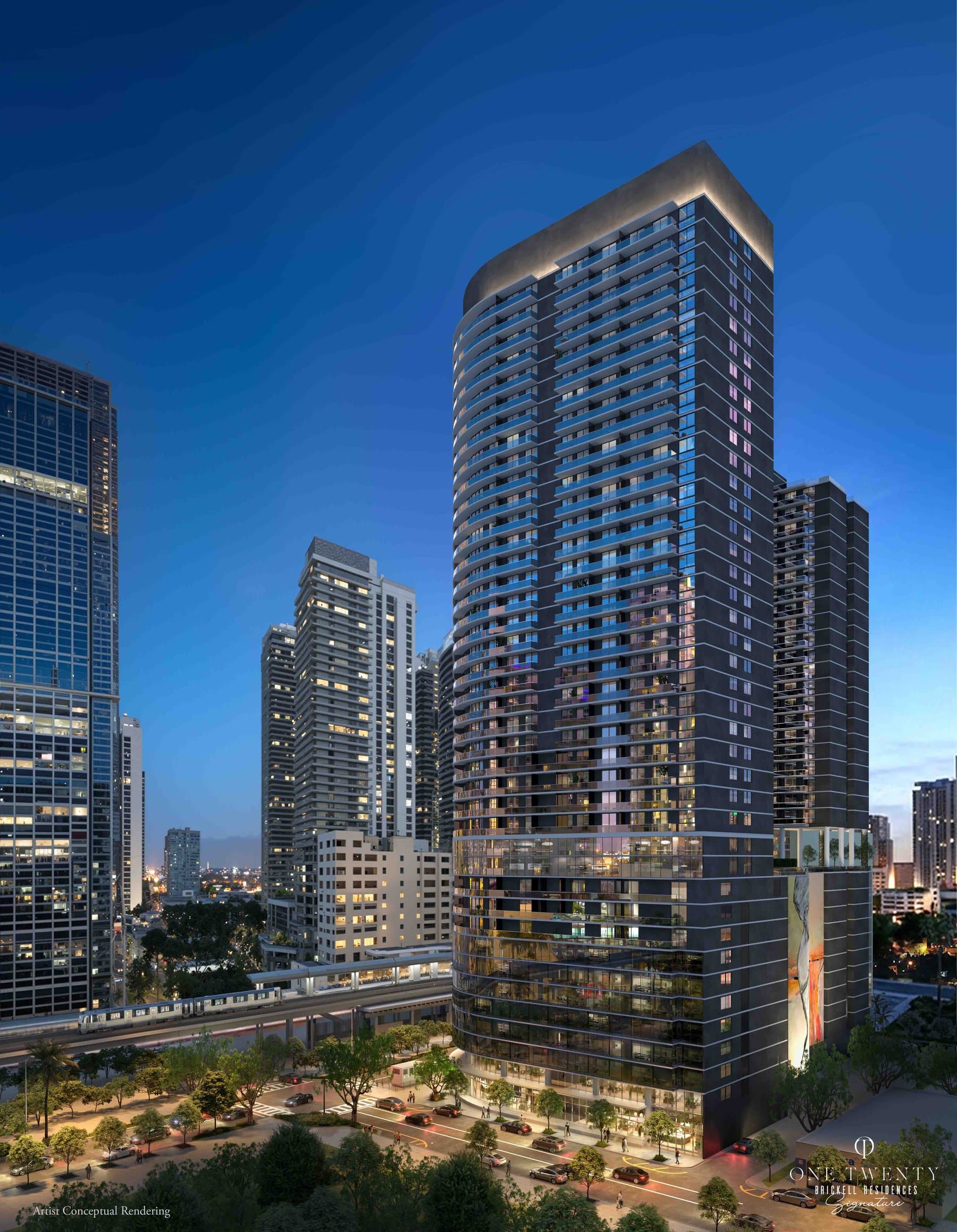 Vista exterior de la torre One Twenty Brickell Signature Residences