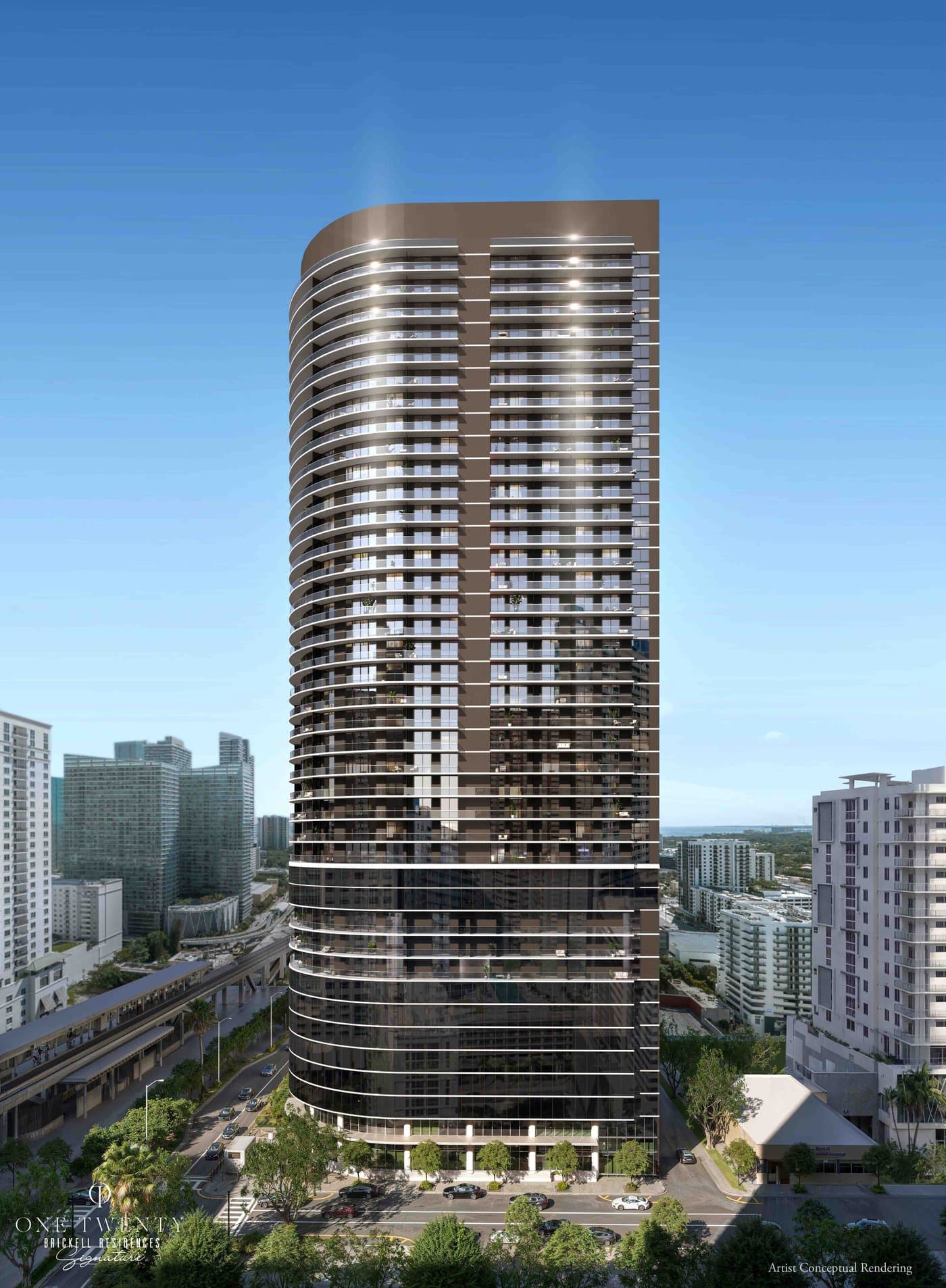Vista de la torre One Twenty Brickell Signature Residences en el skyline de Brickell
